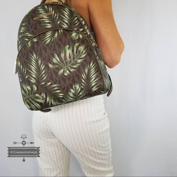 Michael Kors Abbey Medium Palm Leaves Backpack Bag - Picture 2 of 7